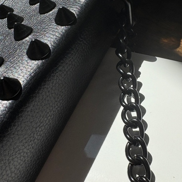 Foley + Corinna Black Spiked Studded Shoulder Bag Spikes Punk Goth - Picture 6 of 17